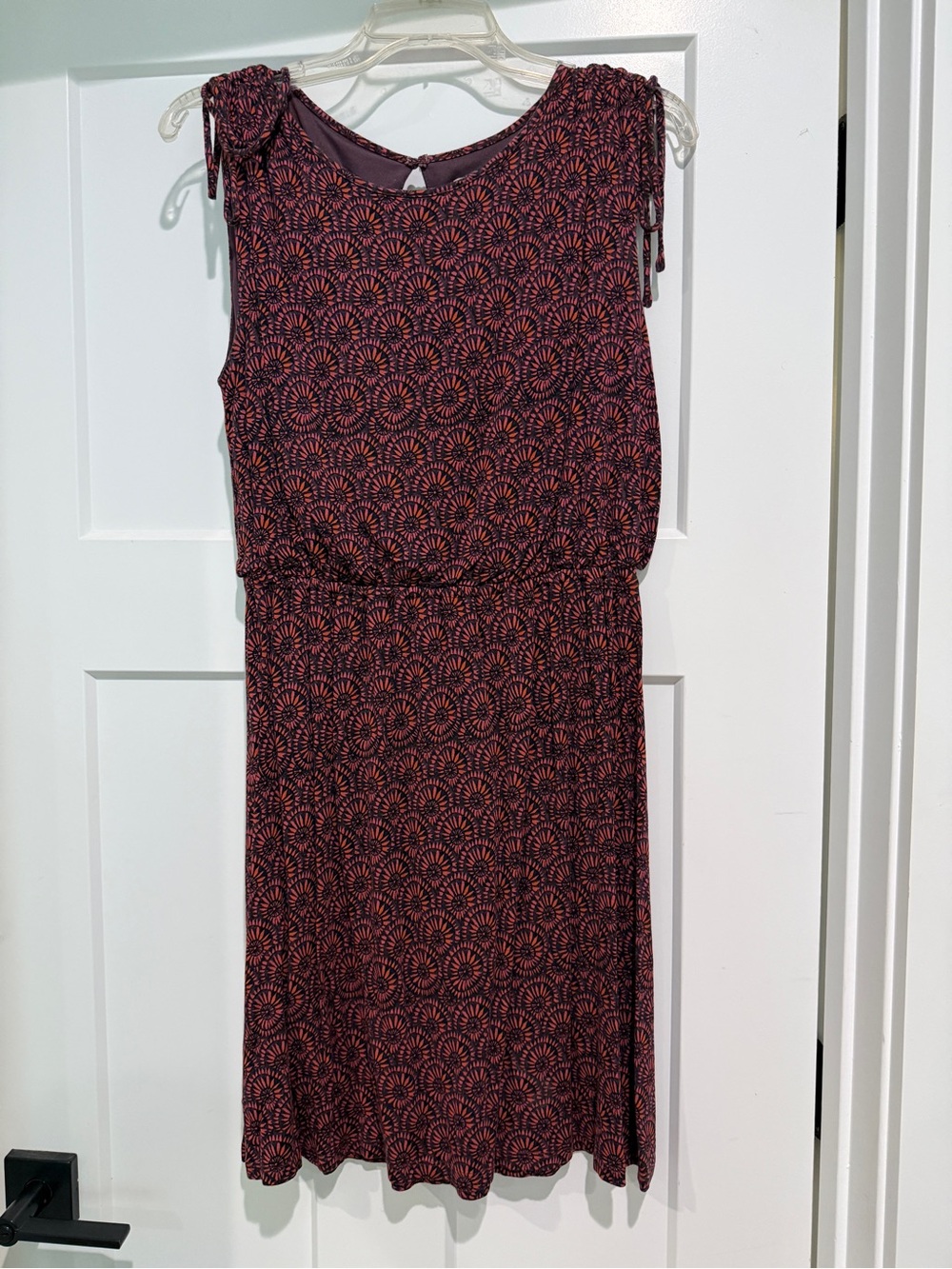 LOFT Sleeveless Burgundy Patterned Women's Dress-Size M